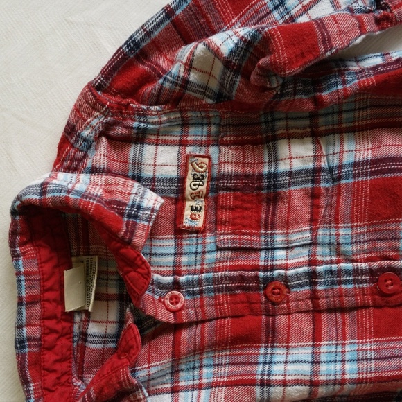 bum equipment plaid cotton flannel button down shirt 12 months baby - Picture 2 of 7